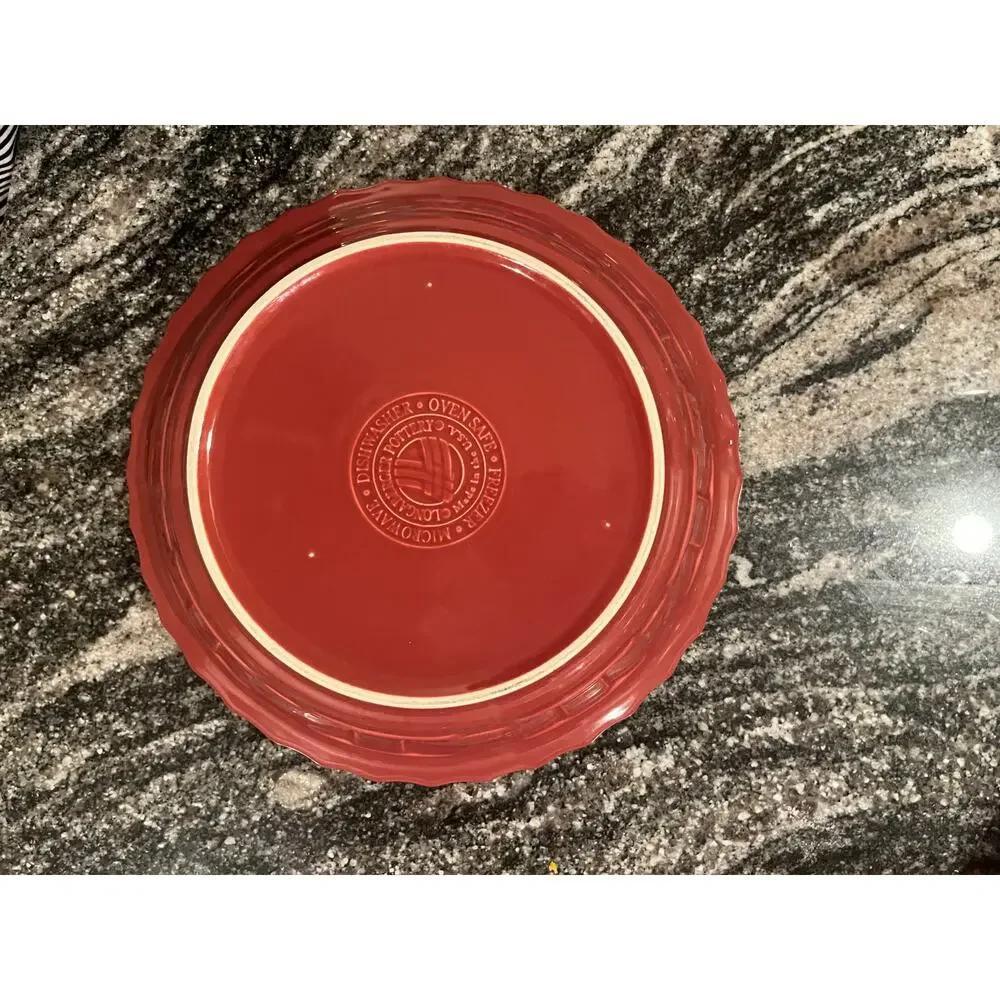 Vintage Longaberger Paprika Red Ceramic Pie Plate 10” Cottagecore